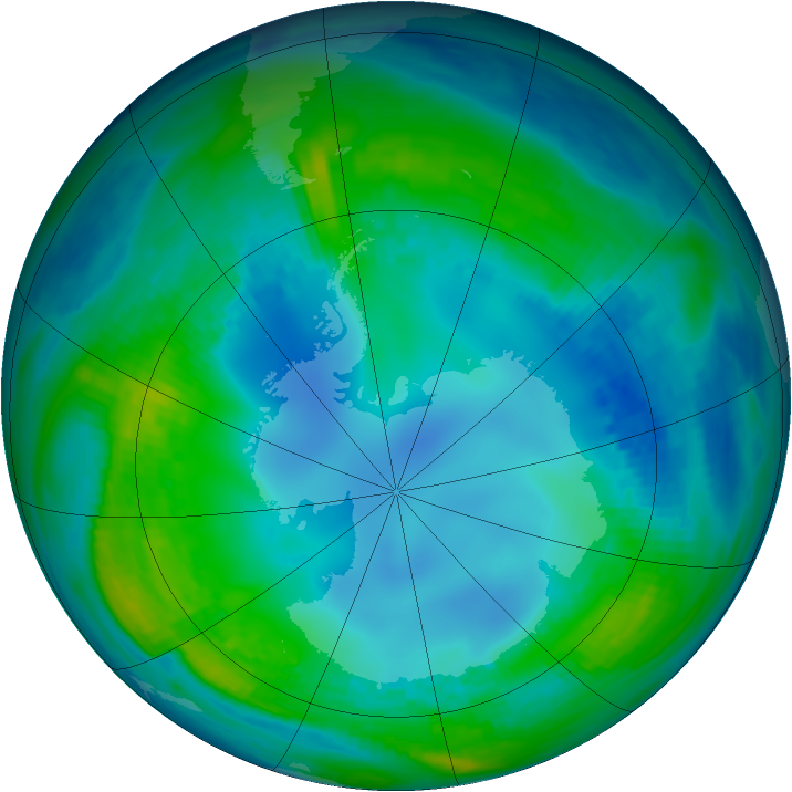 Antarctic ozone map for 13 May 1987